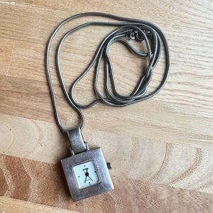 Boma 925 Sterling silver clock watch pendant snake chain necklace